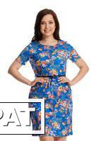 Фото Платье 100-012. Цветы. Ярко-синий (пояс в комплекте) 54 размер