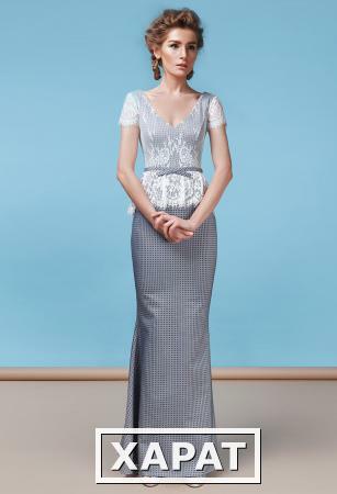 Фото Длинное платье рыбка с кружевным лифом