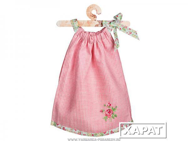 Фото Полотенце-платье для рук с вышивкой розалия вафля,100 проц. х/б,розовое