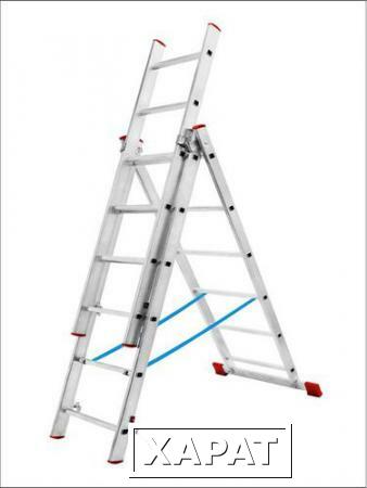 Фото Лестница трехсекционная алюминиевая Алюмет, 3х9, Н252/419/588