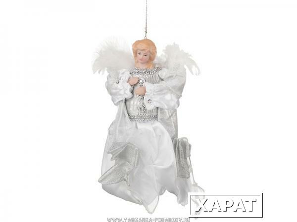 Фото Декоративное украшение ангел в белом платье высота 18 см