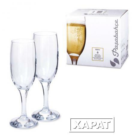 Фото Набор фужеров для шампанского PASABAHCE "Bistro", 6 шт., 190 мл, стекло