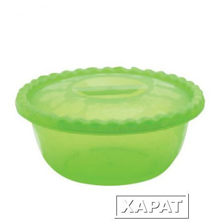 Фото Миска-салатник 3 л с крышкой, IDEA, круглая, диаметр 25 см, высота 10,5 см, цвет салатовый