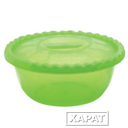 Фото Миска-салатник 5 л с крышкой, IDEA, круглая, диаметр 29,5 см, высота 13 см, цвет салатовый