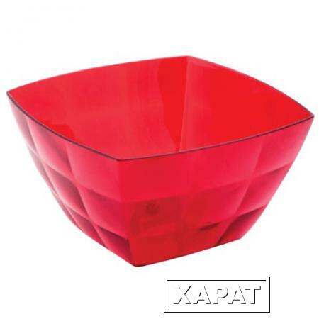 Фото Миска-салатник 2 л IDEA "Кристал Квадро", 12х19х19 см, цвет красный, прозрачный