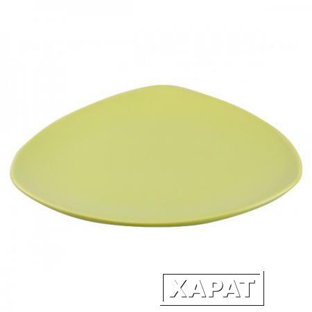 Фото Тарелка обеденная керамическая, 270 мм, треугольная, серия Трабзон, оливковая, PERFECTO LINEA (16-327302)