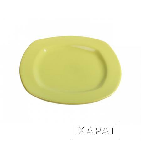 Фото Тарелка десертная, керамическая, 213 мм, квадратная, серия Измир, оливковая, PERFECTO LINEA (16-421302)