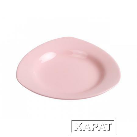 Фото Тарелка глубокая керамическая, 225 мм, треугольная, серия Трабзон, розовая, PERFECTO LINEA (17-322551)
