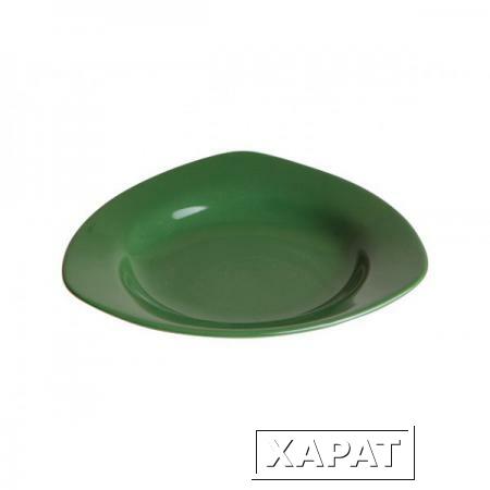 Фото Тарелка глубокая керамическая, 225 мм, треугольная, серия Трабзон, зеленая, PERFECTO LINEA (17-322309)
