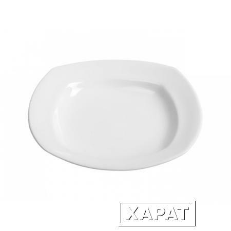 Фото Тарелка глубокая керамическая, 221 мм, квадратная, серия Измир, белая, PERFECTO LINEA (17-422004)