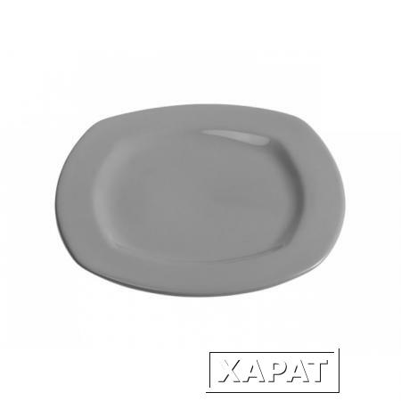 Фото Тарелка десертная керамическая, 213 мм, квадратная, серия Измир, серая, PERFECTO LINEA (16-421619)