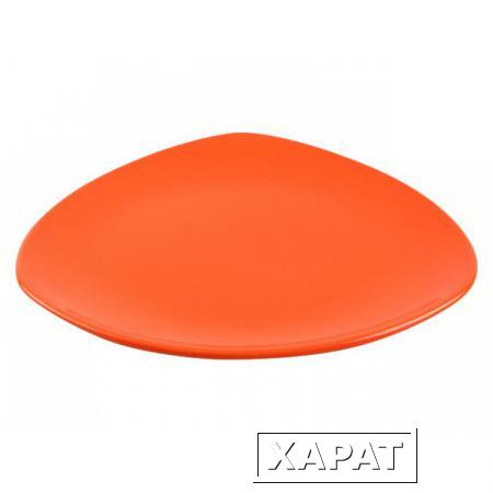Фото Тарелка обеденная керамическая, 270 мм, треугольная, серия Трабзон, оранжевая, PERFECTO LINEA (16-327200)
