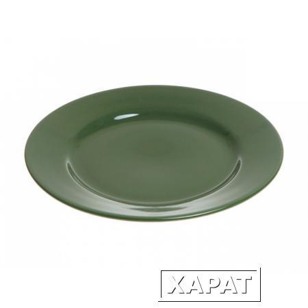 Фото Тарелка обеденная керамическая, 241 мм, круглая, серия Лапсеки, зеленая, PERFECTO LINEA (16-124309)
