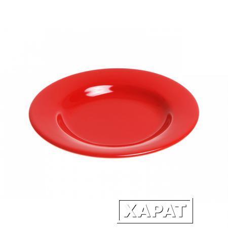 Фото Тарелка глубокая керамическая, 211 мм, круглая, серия Лапсеки, красная, PERFECTO LINEA (17-121509)