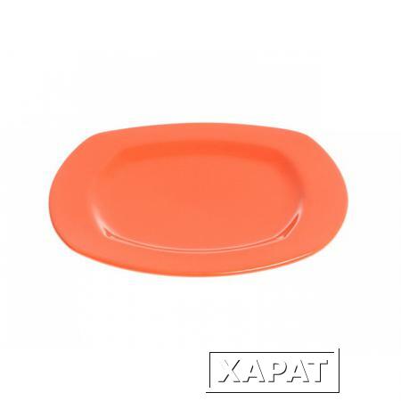 Фото Тарелка десертная керамическая, 213 мм, квадратная, серия Измир, оранжевая, PERFECTO LINEA (16-421200)