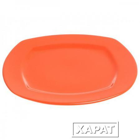 Фото Тарелка обеденная керамическая, 275 мм, квадратная, серия Измир, оранжевая, PERFECTO LINEA (16-427200)