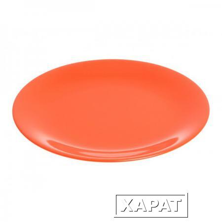 Фото Тарелка обеденная керамическая, 253 мм, круглая, серия Самсун, оранжевая, PERFECTO LINEA (16-255200)