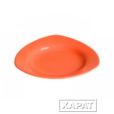 Фото Тарелка глубокая керамическая, 225 мм, треугольная, серия Трабзон, оранжевая, PERFECTO LINEA (17-322200)