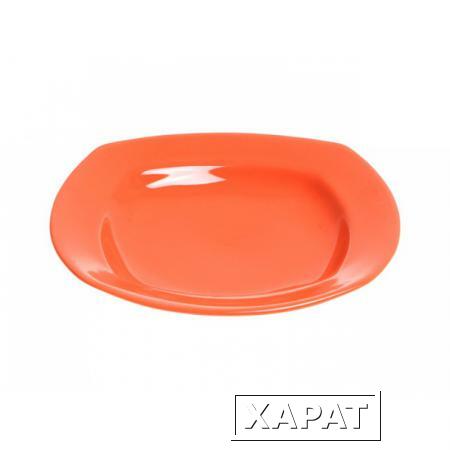 Фото Тарелка глубокая керамическая, 221 мм, квадратная, серия Измир, оранжевая, PERFECTO LINEA (17-422200)