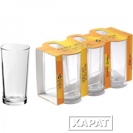 Фото Набор стаканов, 6 шт., 250 мл, 126х63 мм, серия Soroya Juice, DIAMOND (TM001O-40)