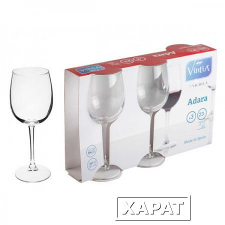 Фото Набор бокалов для вина, 3 шт., 230 мл, 177х69.5 мм, серия Adara, VINTIA (V052940)