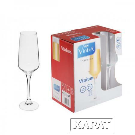 Фото Набор бокалов для шампанского, 6 шт., 210 мл, 210х60 мм, серия Vinium, VINTIA (V055340)