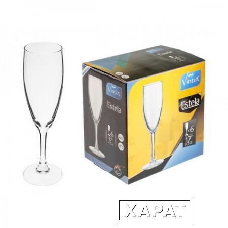 Фото Набор бокалов для шампанского, 6 шт., 170 мл, 196х54.5 мм, серия Estela, VINTIA (V012040)