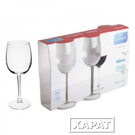 Фото Набор бокалов для вина, 3 шт., 530 мл, 230х91.4 мм, серия Adara, VINTIA (V053240)