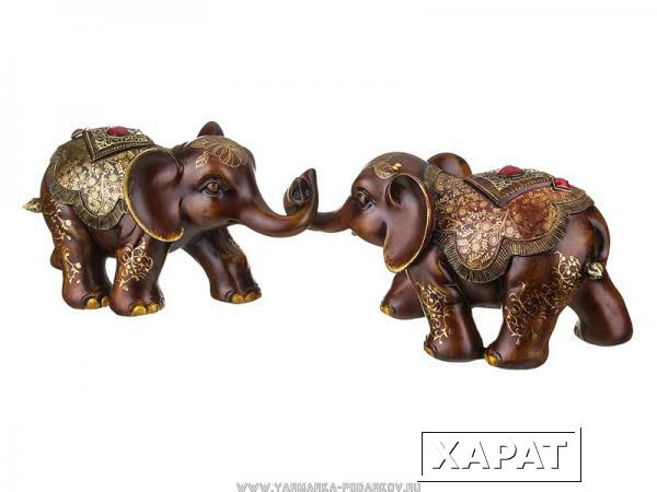 Фото Набор фигурок слонов из 2-х шт, помощь в бизнесе высота 36 см