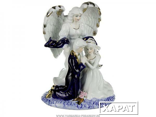 Фото Фигурка ангел с молодой влюбленной парочкой 16х14 см, высота 21 см,
