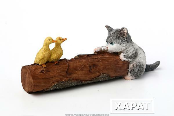 Фото Фигурка кошка и две утки высота 5 см,