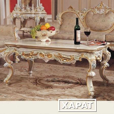 Фото Журнальный столик с мраморной столешницей Курион в стиле барокко