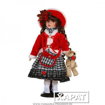 Фото Фарфоровая кукла розочка с мягконабивным туловищем высота 40 см,