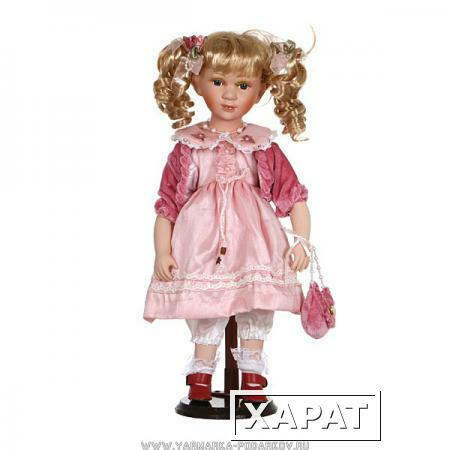 Фото Фарфоровая кукла белла с мягконабивным туловищем высота 40 см,