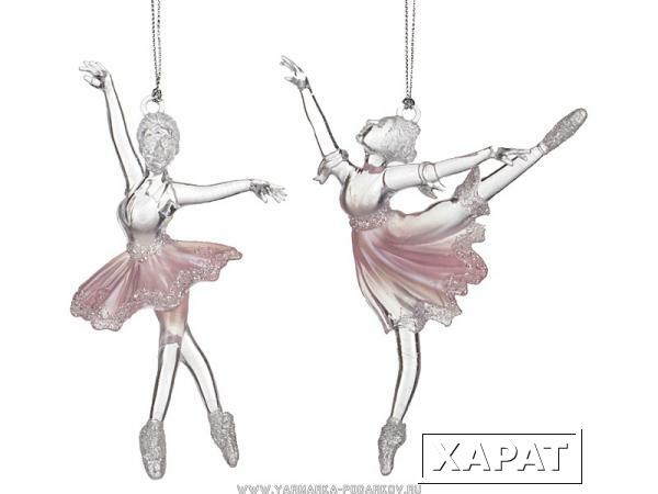 Фото Декоративное изделие балерина жемчужно розовый/серебро 10,5х14 см, (мал-24/к