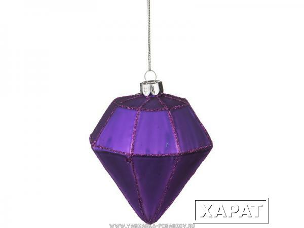 Фото Декоративное изделие шар стеклянный 8х10 см, цвет: фиолетовый