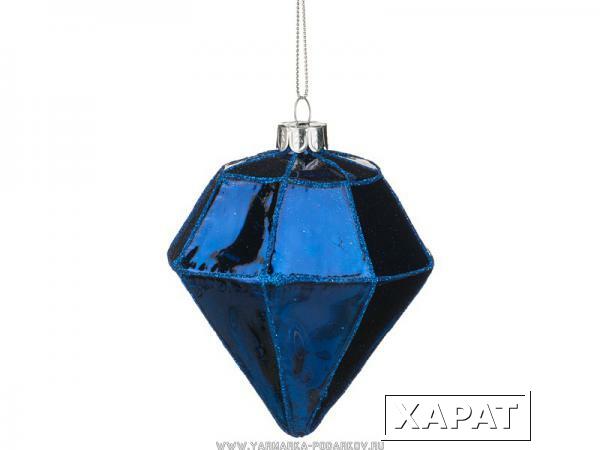 Фото Декоративное изделие шар стеклянный 8х10 см, цвет: синий