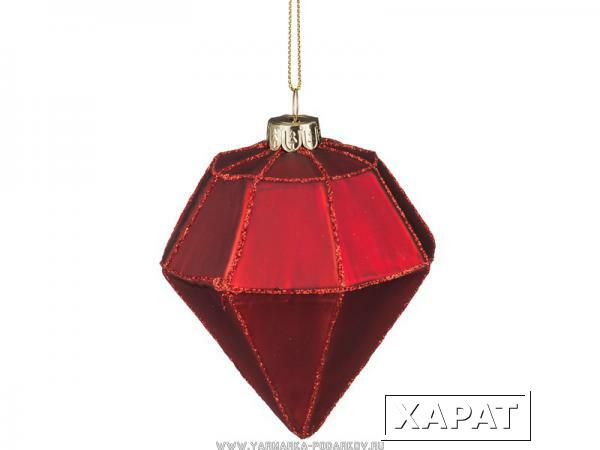 Фото Декоративное изделие шар стеклянный 8х10 см, цвет: красный
