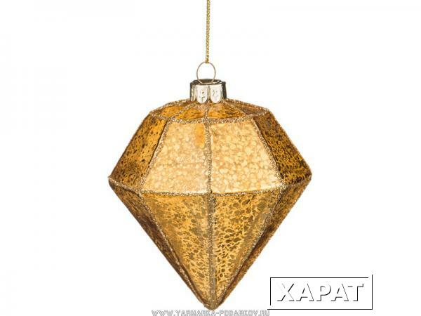 Фото Декоративное изделие шар стеклянный 8х10 см, цвет: золото с коричневым