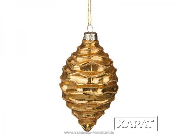 Фото Декоративное изделие шар стеклянный 7х13 см, цвет: золотой
