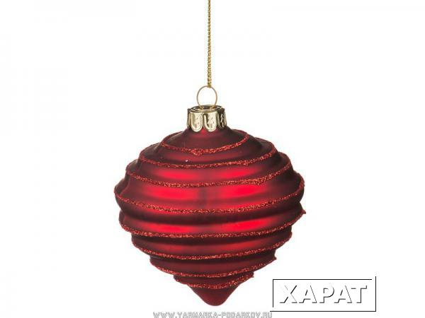 Фото Декоративное изделие шар стеклянный диаметр 8 см, высота 9 см, цвет: красный