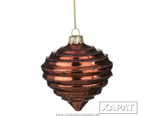 Фото Декоративное изделие шар стеклянный диаметр 8 см, высота 9 см, цвет: коричневый