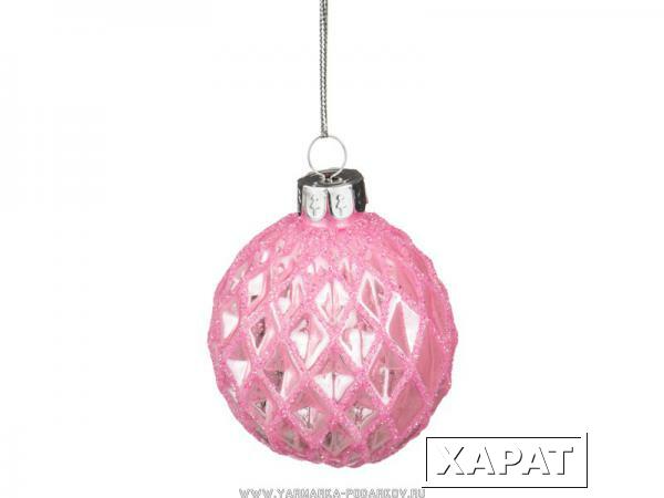 Фото Декоративное изделие шар стеклянный диаметр 6 см, цвет: розовый