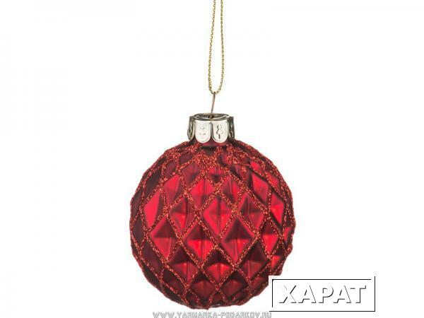 Фото Декоративное изделие шар стеклянный диаметр 6 см, цвет: красный