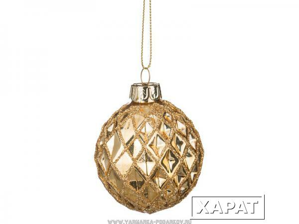 Фото Декоративное изделие шар стеклянный диаметр 6 см, высота 7 см, цвет: золотой