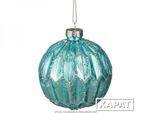 Фото Декоративное изделие шар стеклянный диаметр 8 см, высота 9 см, цвет: бирюзовый