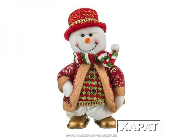 Фото Декоративная игрушка музыкальная снеговик высота 29 см,