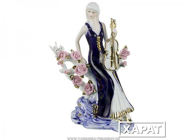 Фото Статуэтка дама со скрипкой 16х11 см, высота 24.5 см,