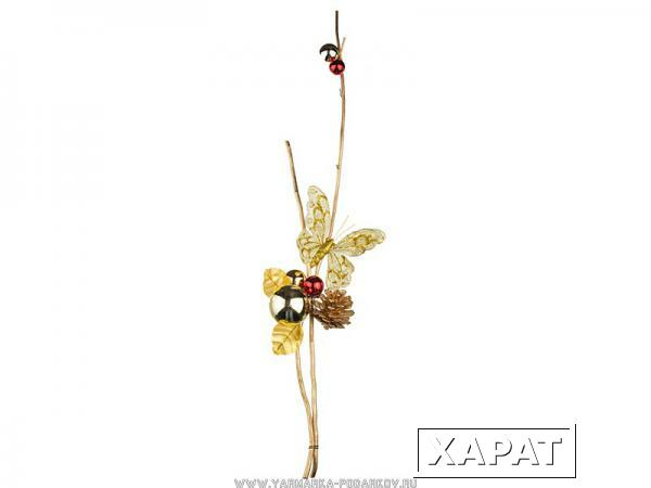 Фото Изделие декоративное бабочка золотая с шарами высота 50 см, без упаковки