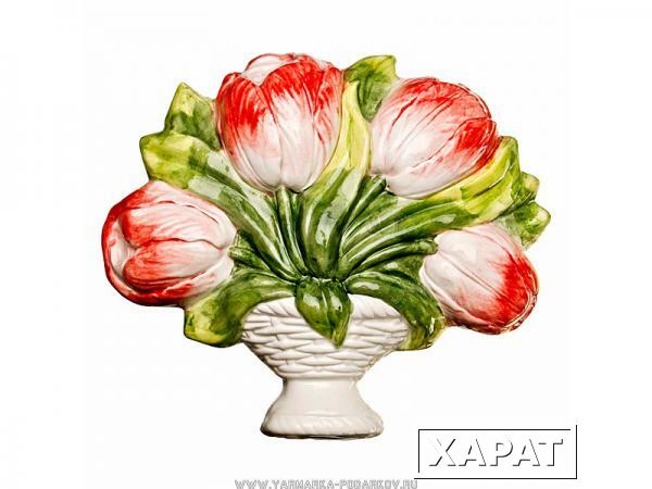 Фото Панно настенное красные тюльпаны 23х27 см,